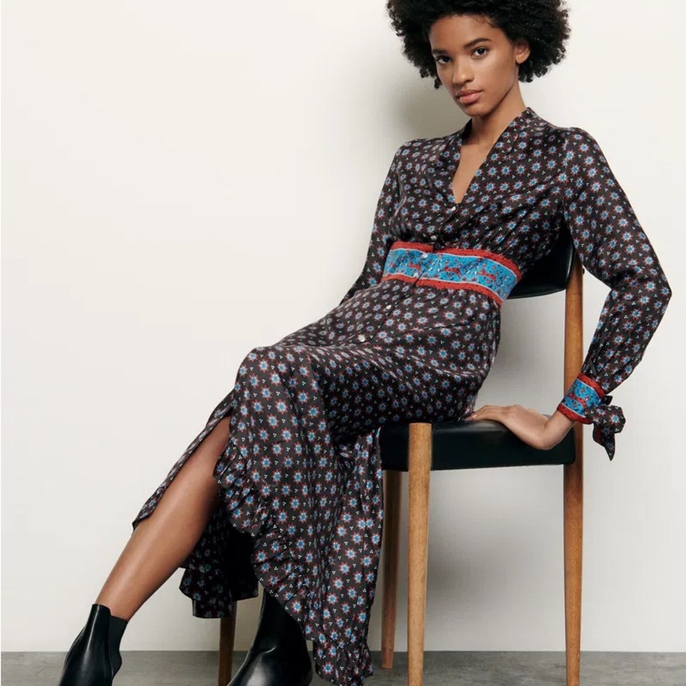 Sandro gorgeous silk Black Maxi Dress